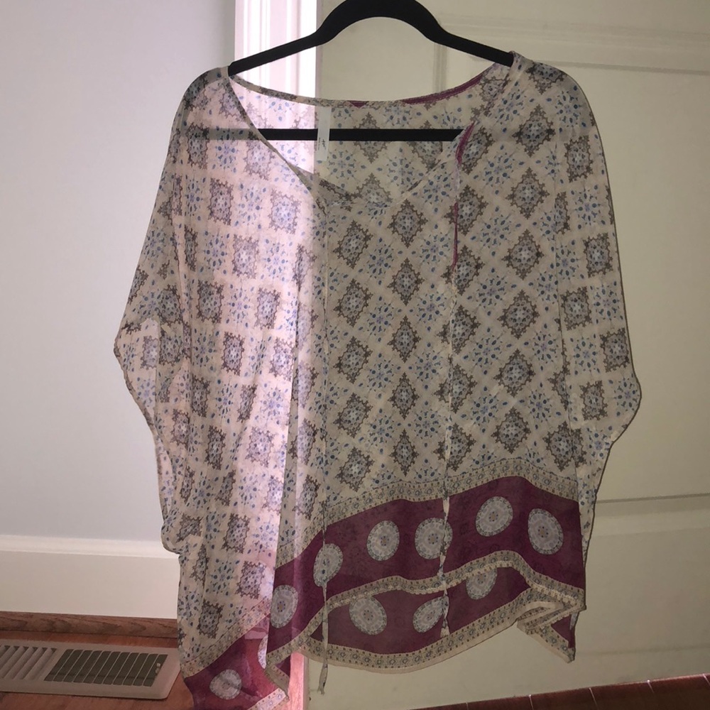 Printed Wide Sleeve Blouse